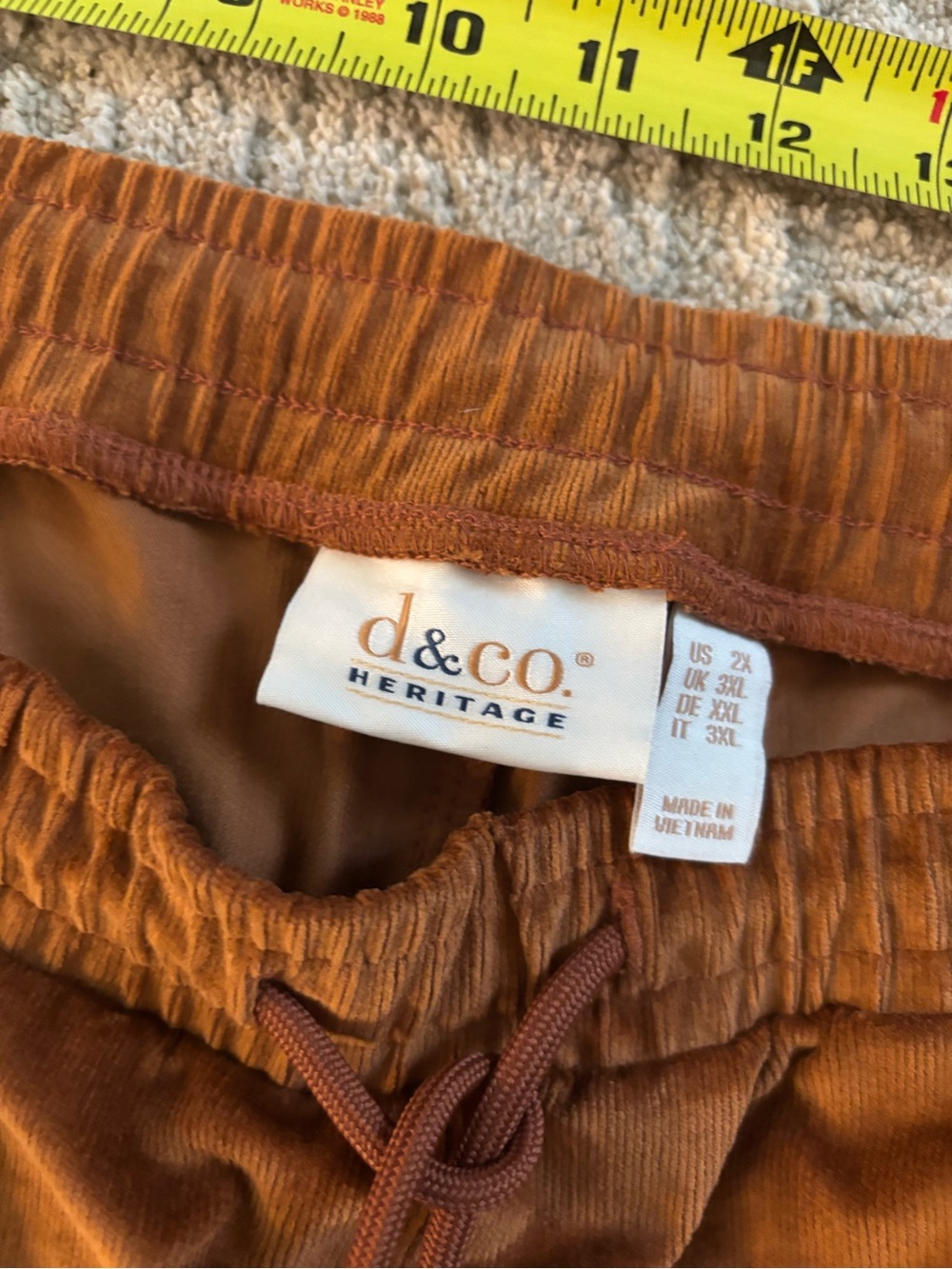 d&co. Heritage Women’s Casual Corduroy Drawstring Pants - Brown - Picture 3 of 7